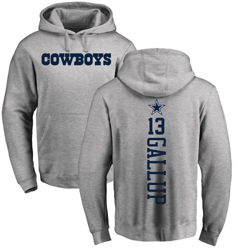 Men Dallas Cowboys Ash Michael Gallup Backer #13 Pullover NFL Hoodie Sweatshirts->nfl t-shirts->Sports Accessory